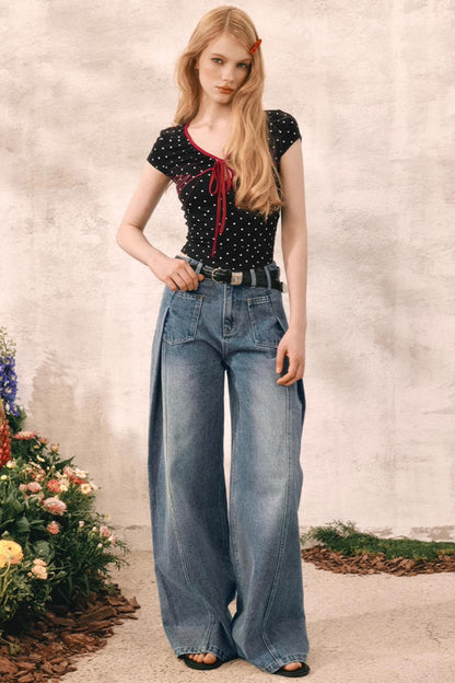 Summer Pleated Denim Pants
