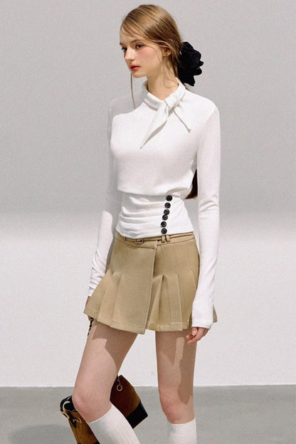 Mint Asymmetrical Button Knitwear