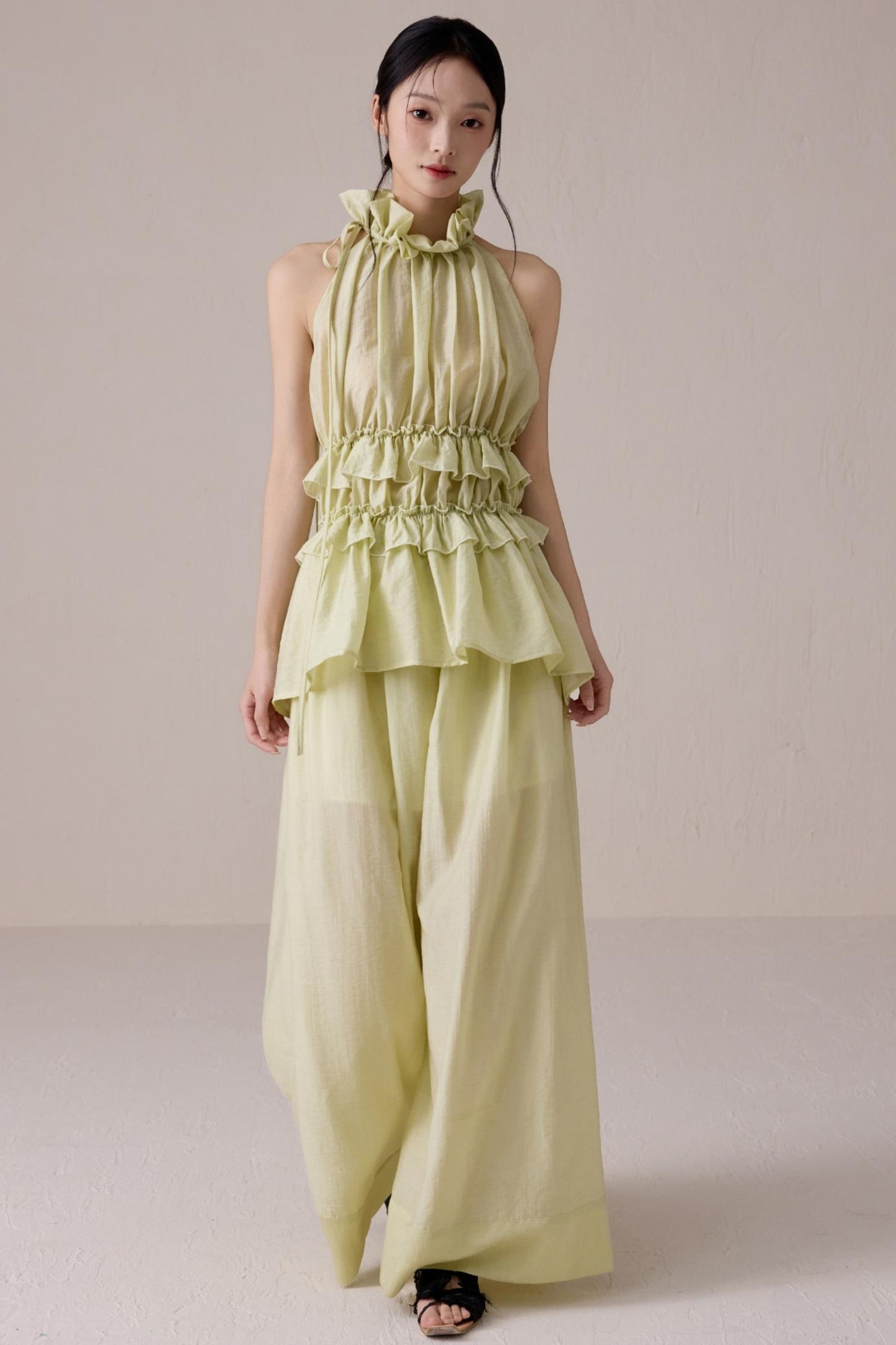 Ruffled Summer Top Pants Set-Up