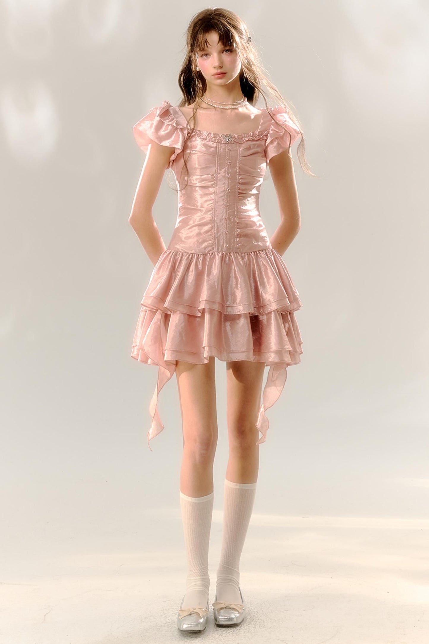 Birthday Cake Pink Pleated Dress