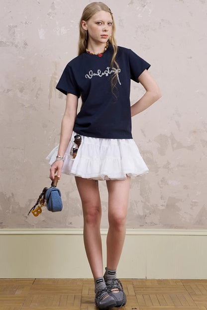 Silk Embroidered Tee