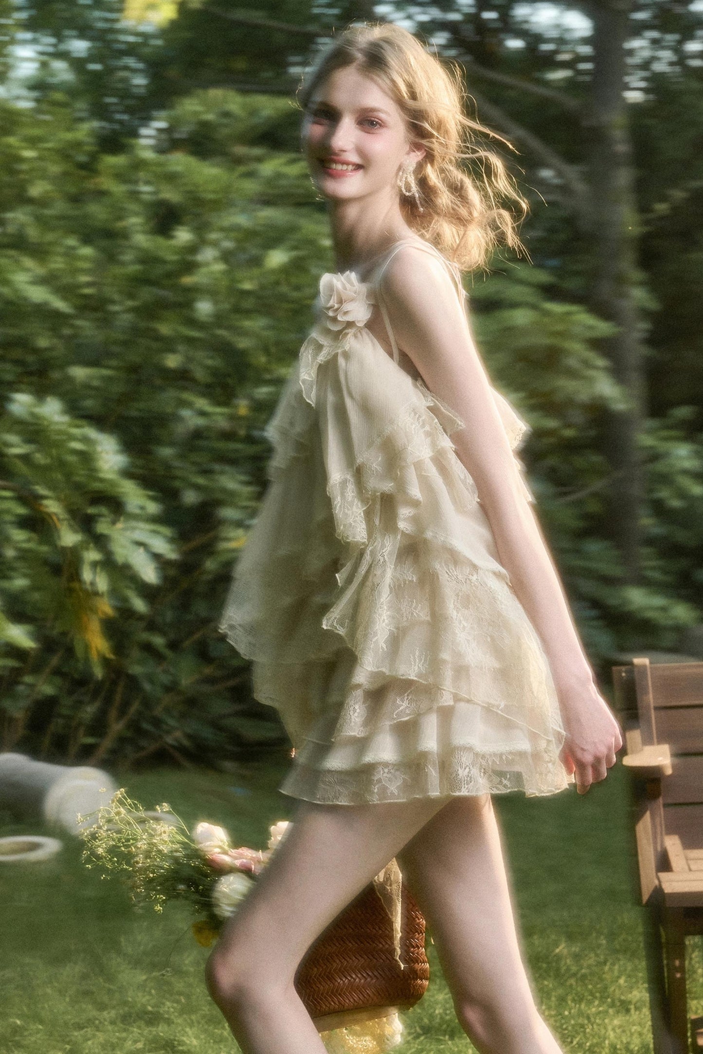 Soft Lace Top With Skirt Set-Up