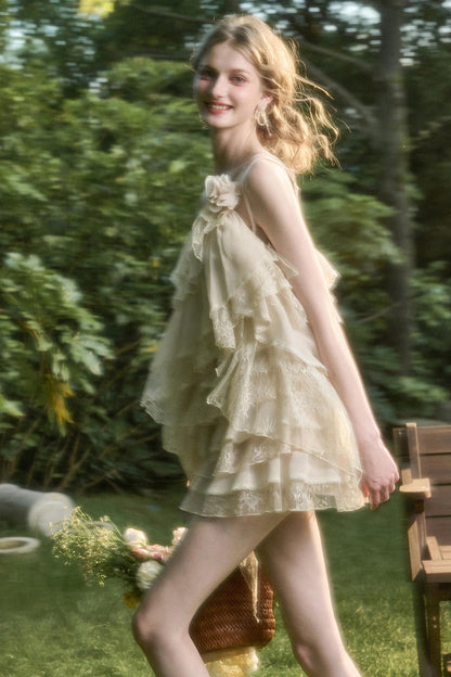 Soft Lace Top With Skirt Set-Up