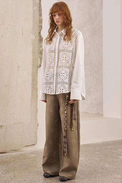 Front Lace Thin Cut-Out Shirt