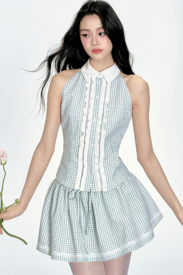 Lime Mint Green Check Set-Up