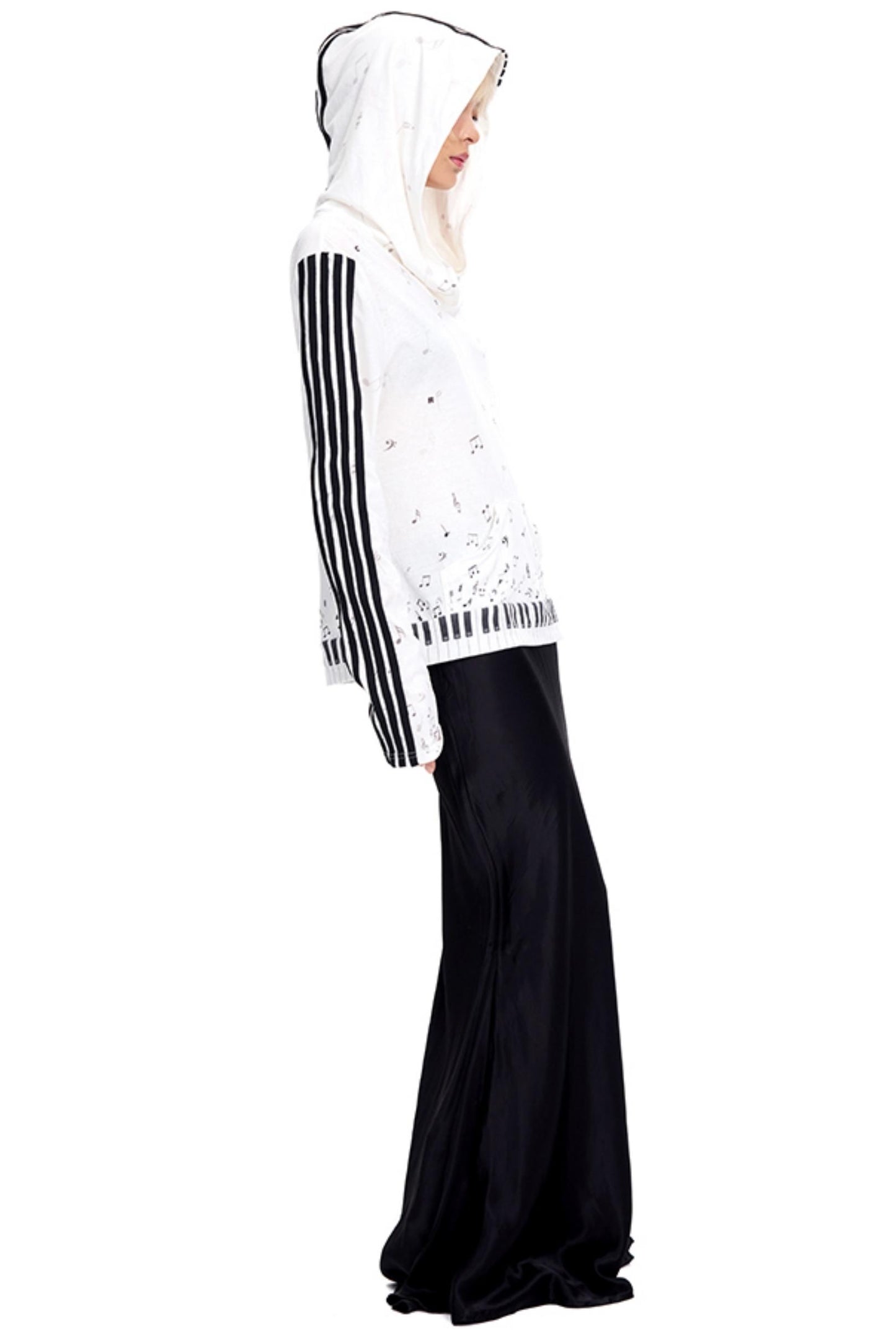 Piano Note Print Long-Sleeved Top