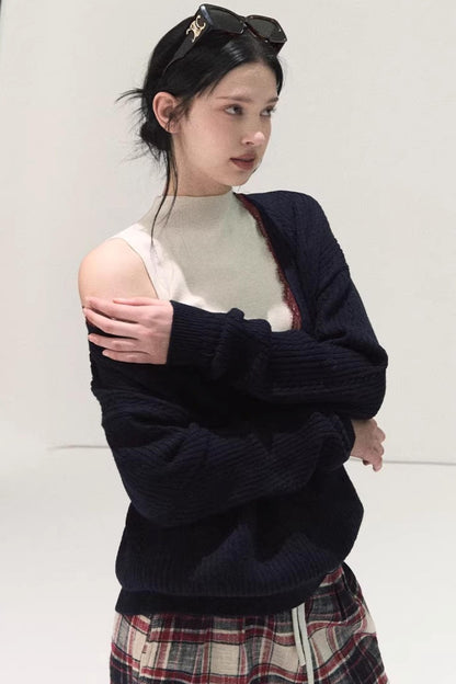 Silk-Gloss Wool Lace Sweater Set-Up