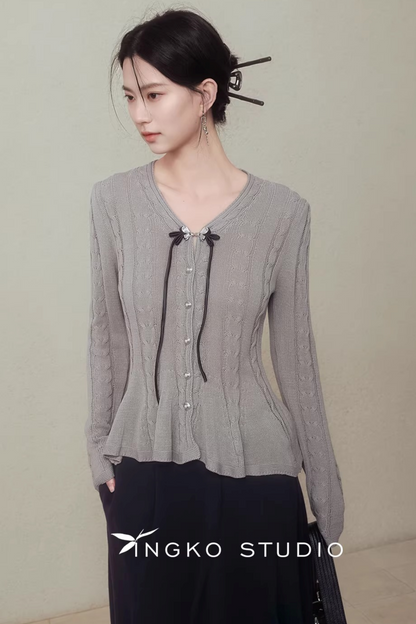 Ingko Cloud Gray Knit Cardigan