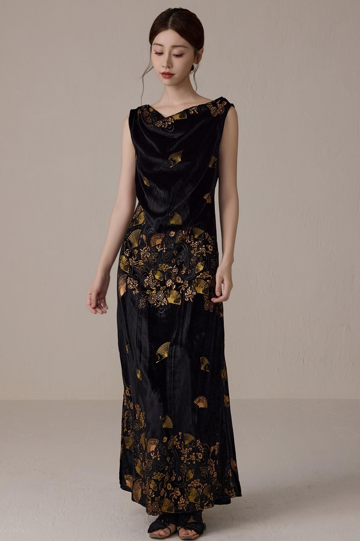 Retro Gold Swing Dress