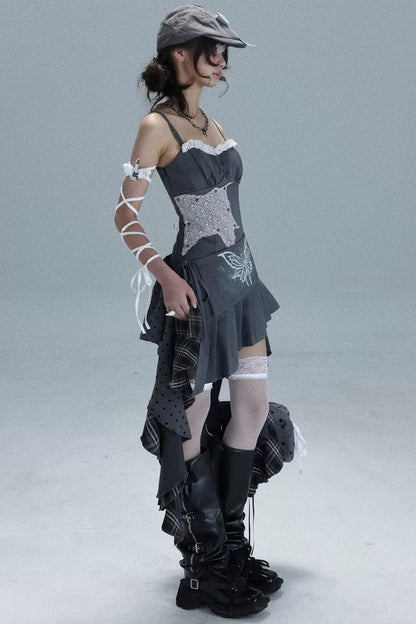 Polka Dot Plaid Patchwork Dress
