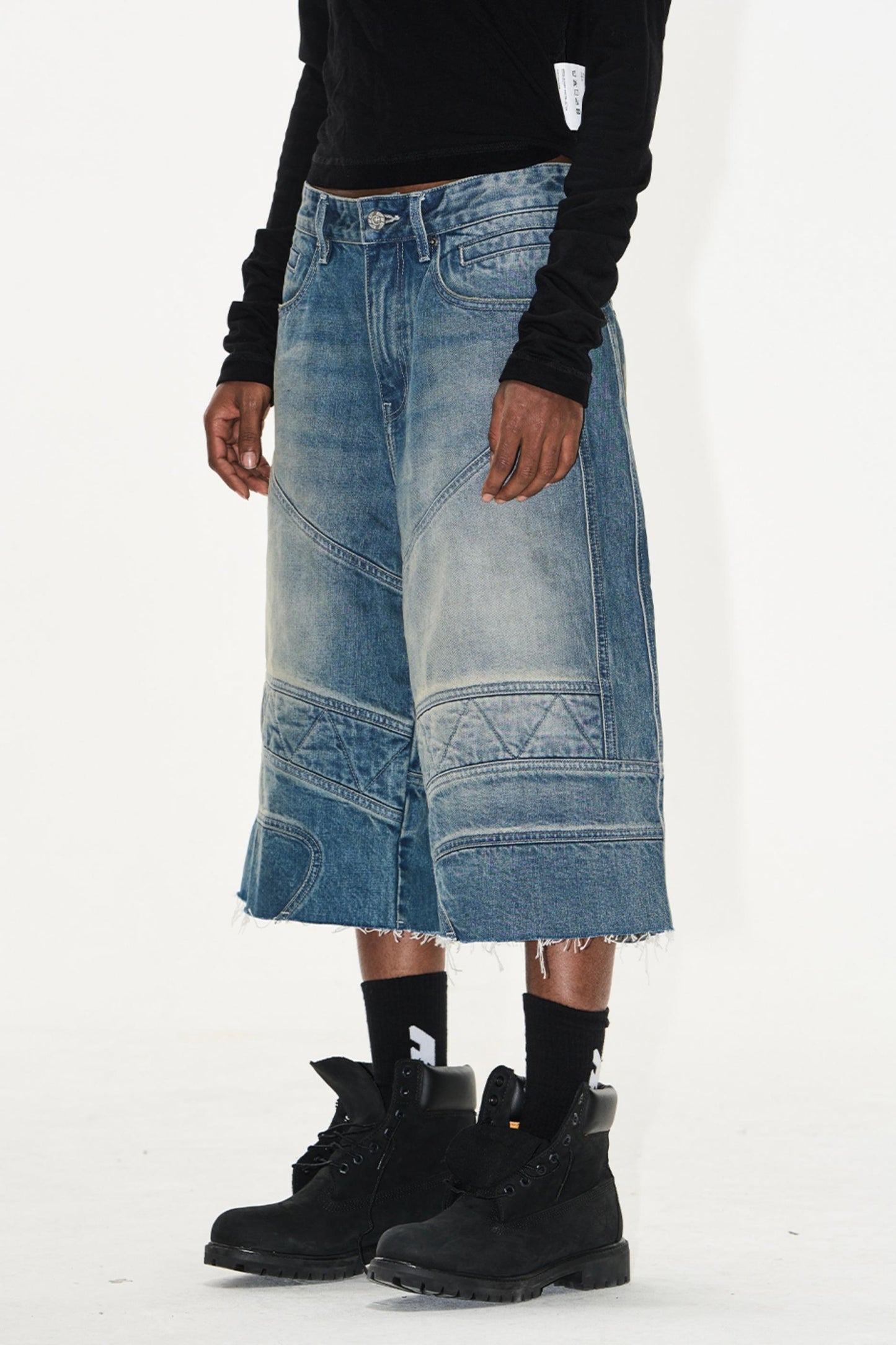 Distressed Raw-Hem Shorts