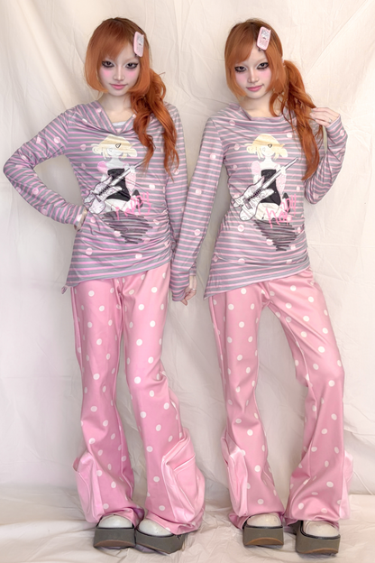 Rosa gepunktete Sweatpants