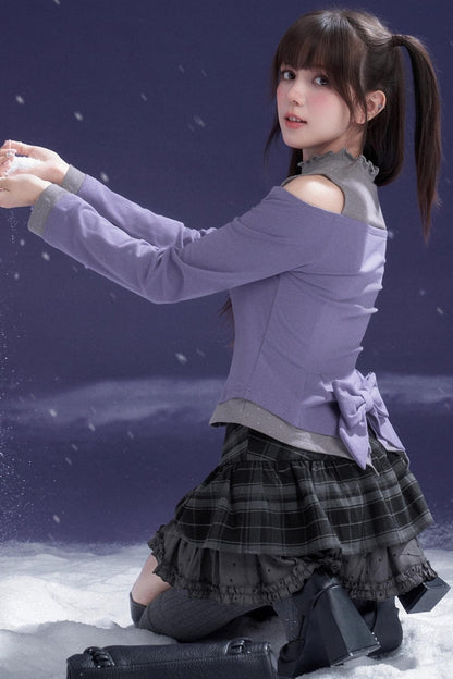 Energetic Two-Tone Off-Shoulder Top