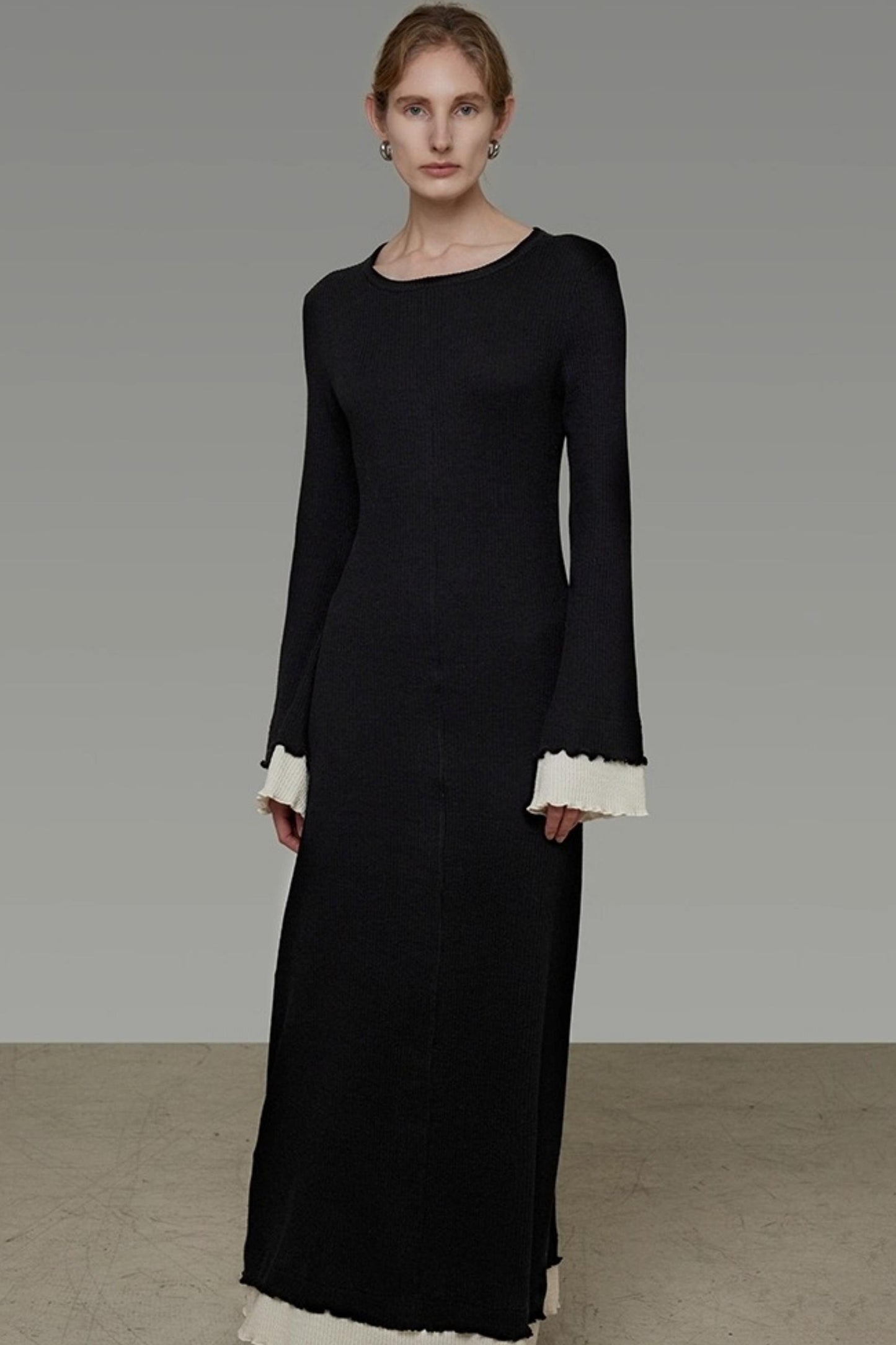 Flared Sleeve Slimming Dress