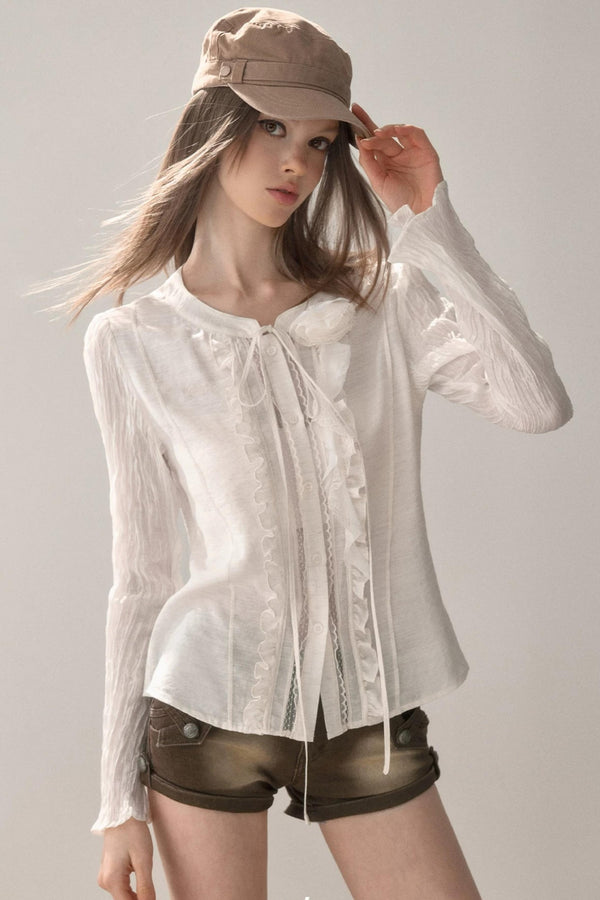 Ruffled Vintage White Shirt