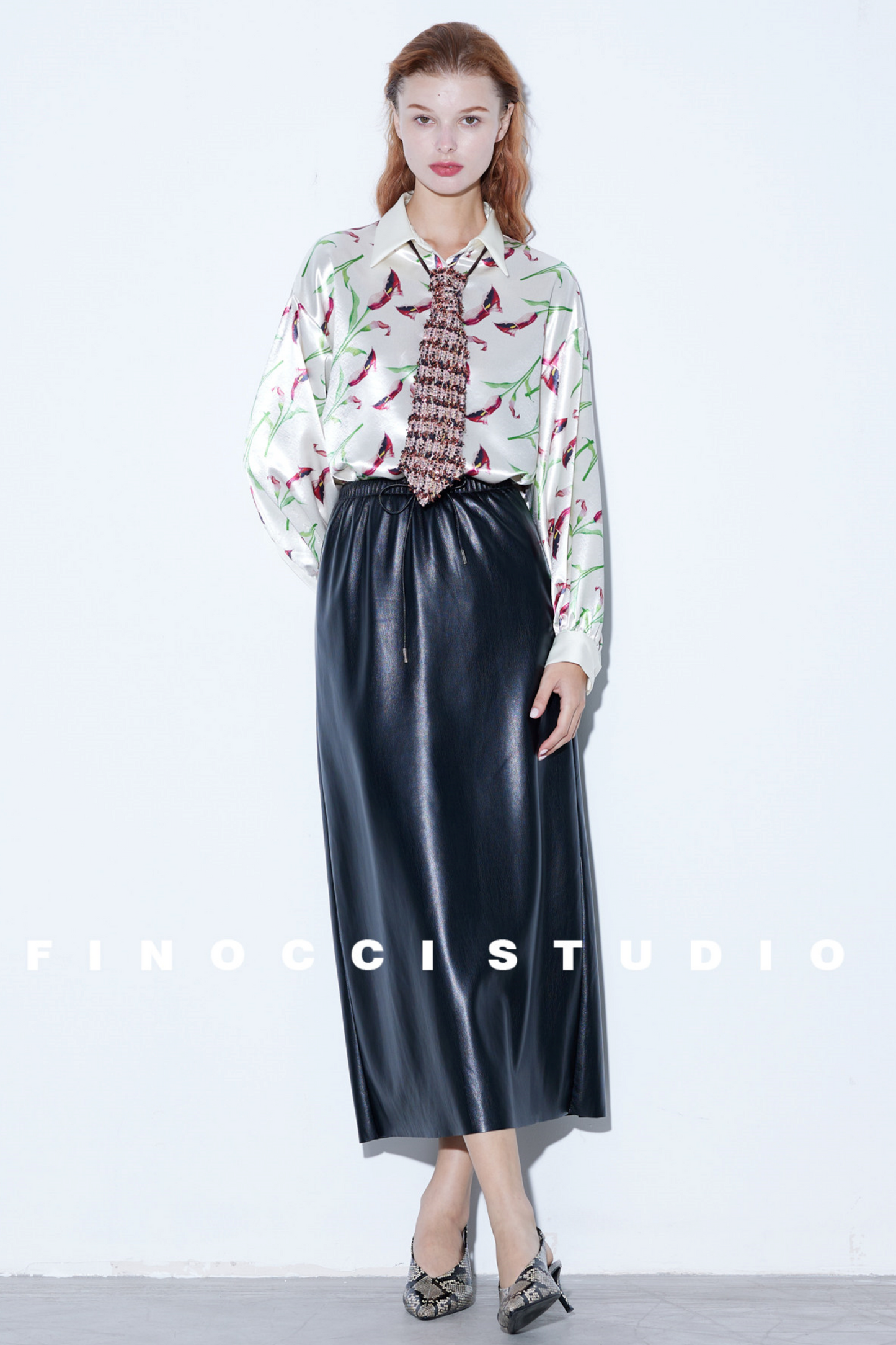 Artistic Calla Lily Satin Blouse