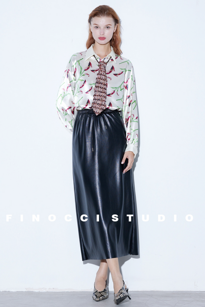 Artistic Calla Lily Satin Blouse
