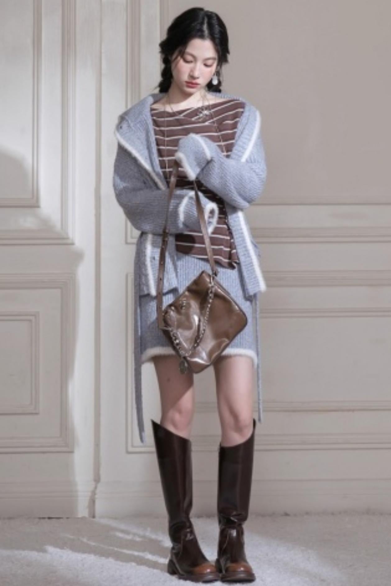 Blue Island Floral Wool Suit Set-up