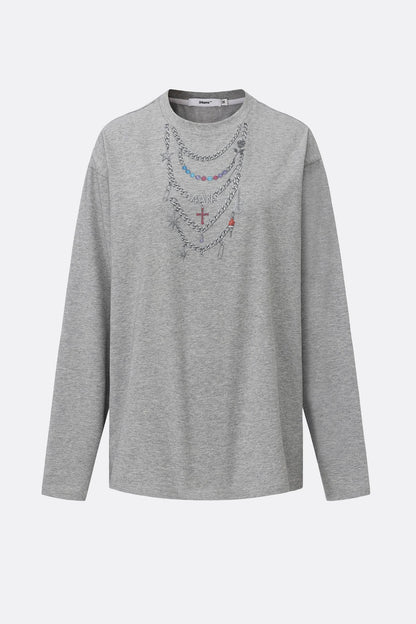 Necklace Print Long Sleeve T-Shirt
