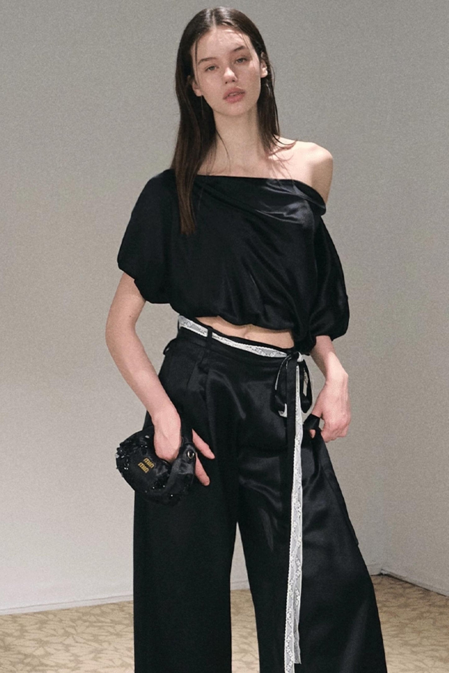 Acetate Flower Bud Top & Pants Set-Up
