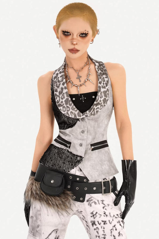Leopard Print Halter Vest