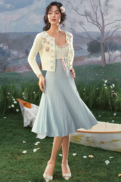 French Country Rose Knit Dress Set-Up