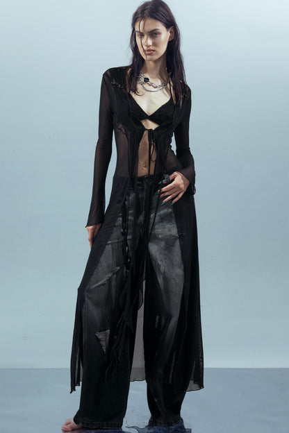 Dreams Beaded Mesh Cardigan