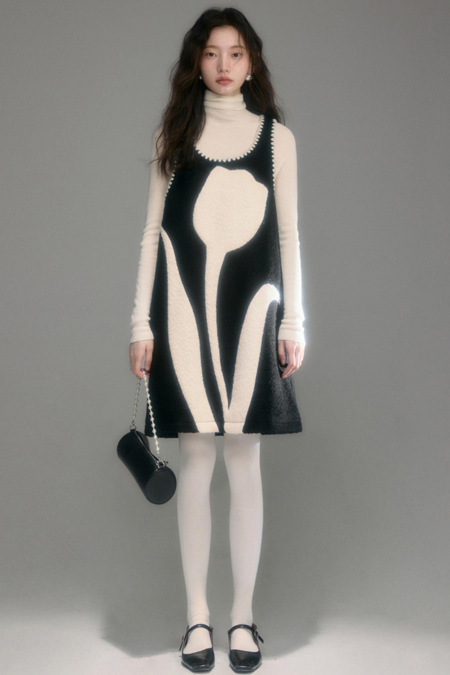 Little Tulip Flower Woolen Vest Dress