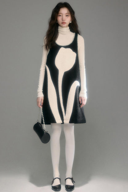Little Tulip Flower Woolen Vest Dress