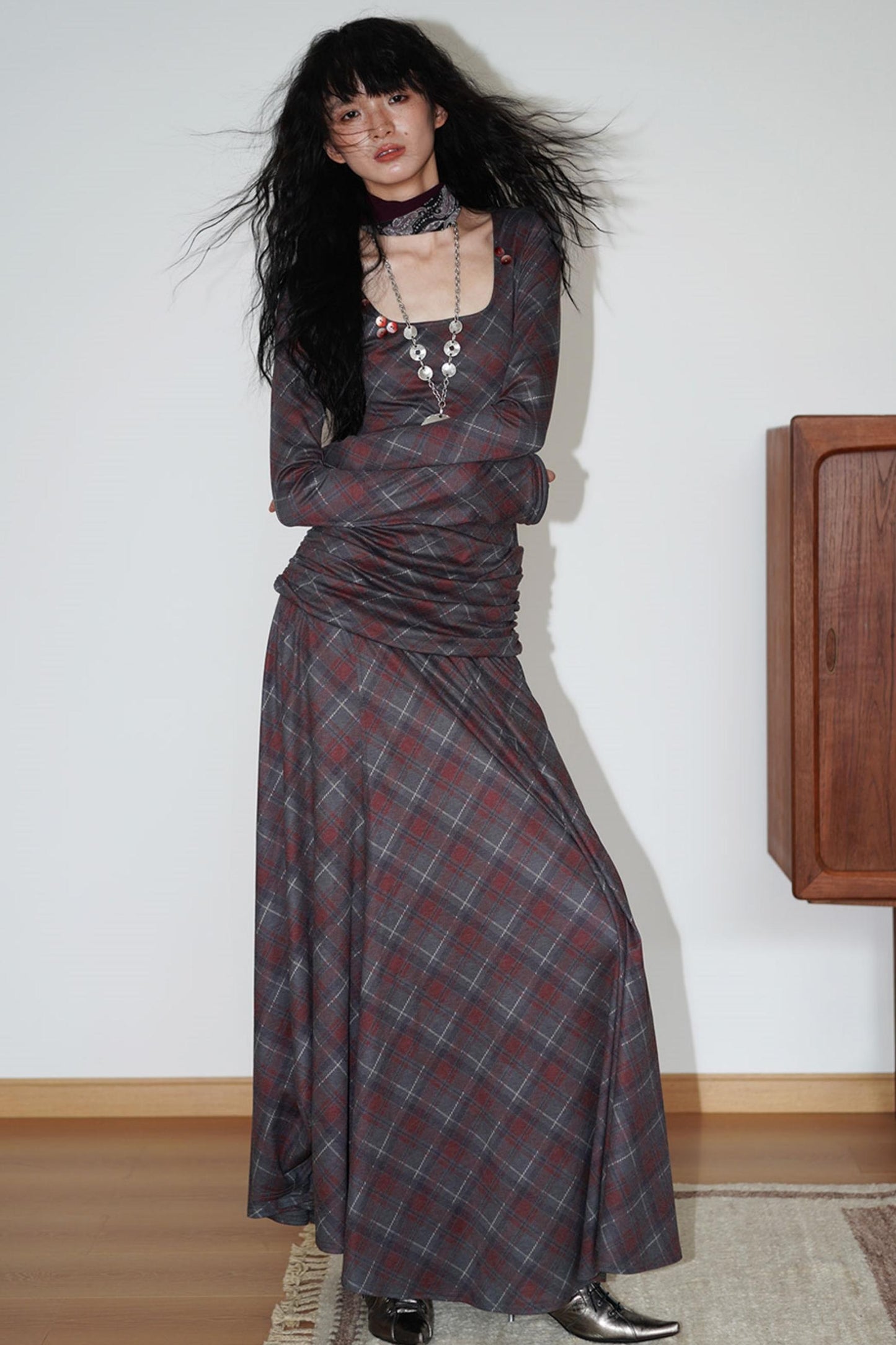 Vintage Check Slim Dress
