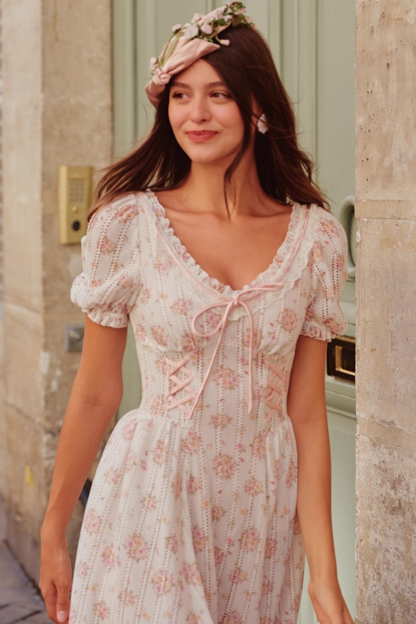 Slimming Rose V-Neck Dress