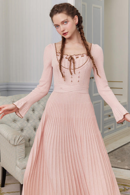 Trio French Heavy Knit Slim Long Dress