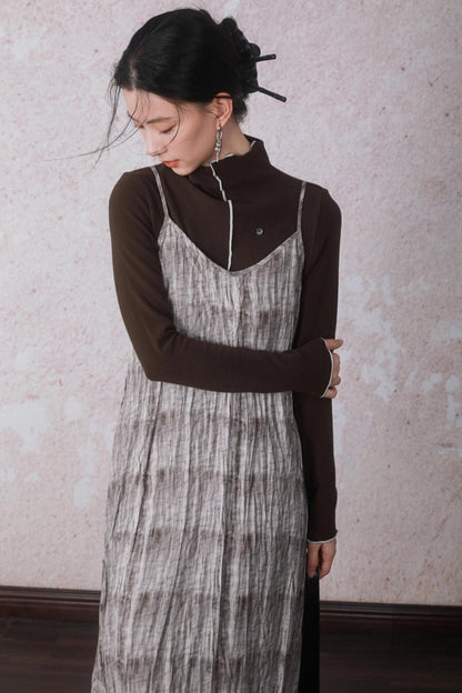 Velvet Tie-Dye Print A-Line Sundress