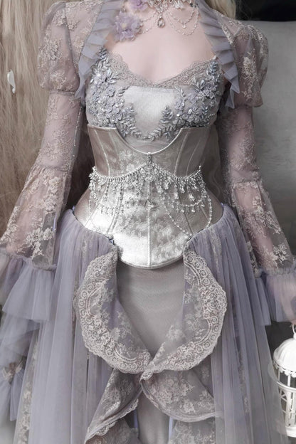 Moonlight Silver Corset Top Set