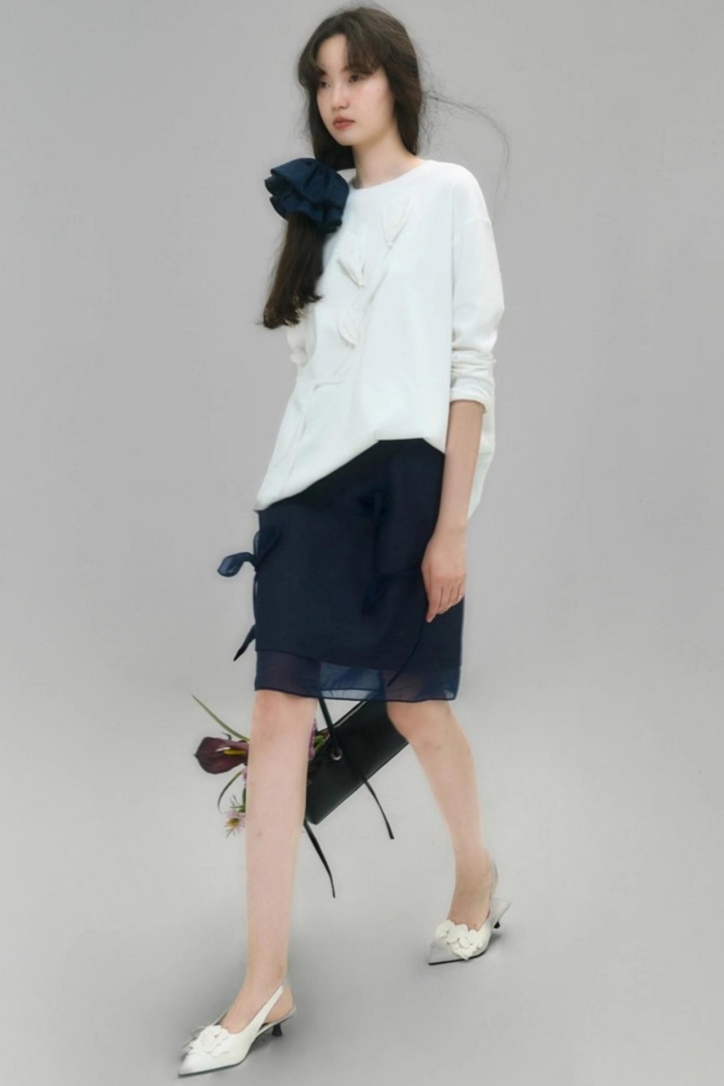 Denim Patchwork Organza Skirt