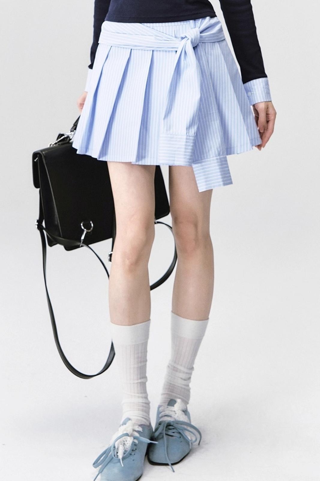 Love Letter Striped Pleated Skirt Set-Up