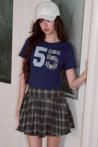 Pleated Classic Plaid Woolen Skirt