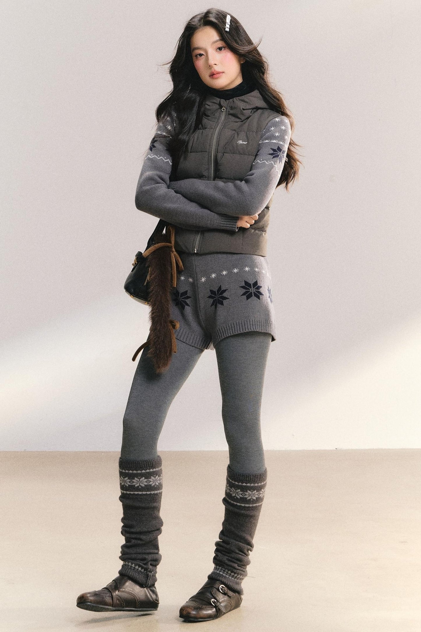 White Duck Down Ribbed Jacket Set-Up