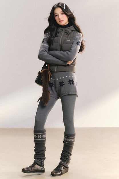 White Duck Down Ribbed Jacket Set-Up