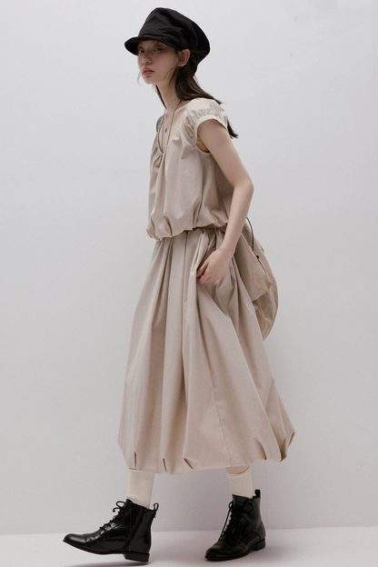 Apricot Gray Linen Top