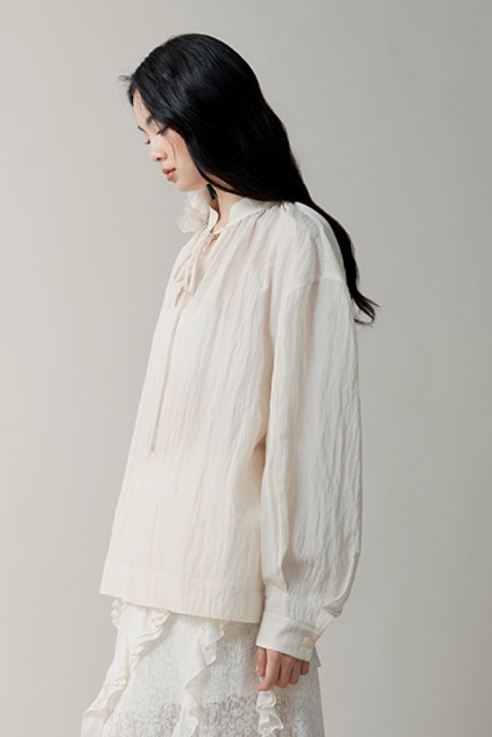 Dust Mist Rose Chinese Collar Top