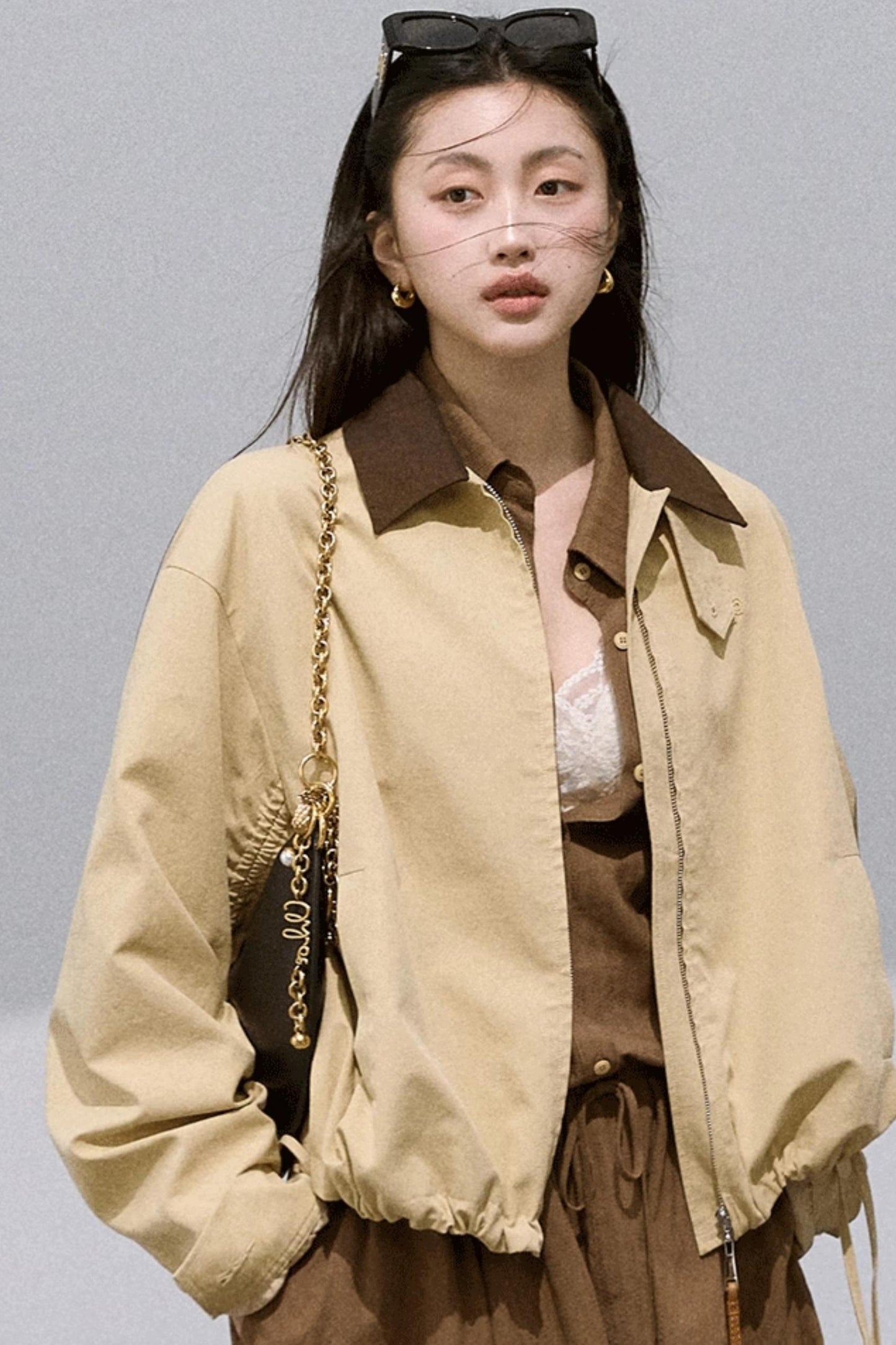 Vintage Contrast Cotton Linen Casual Short Jacket