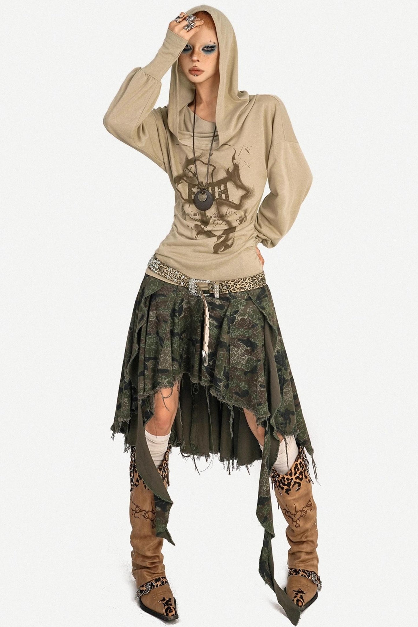 Autumn Camo Denim Skirt