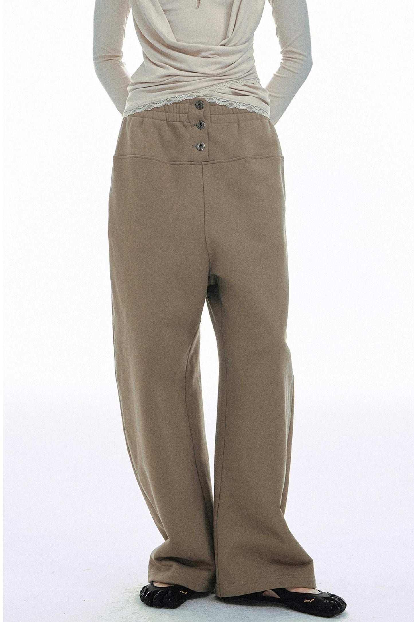 Solid Color Low-Rise Sweatpants