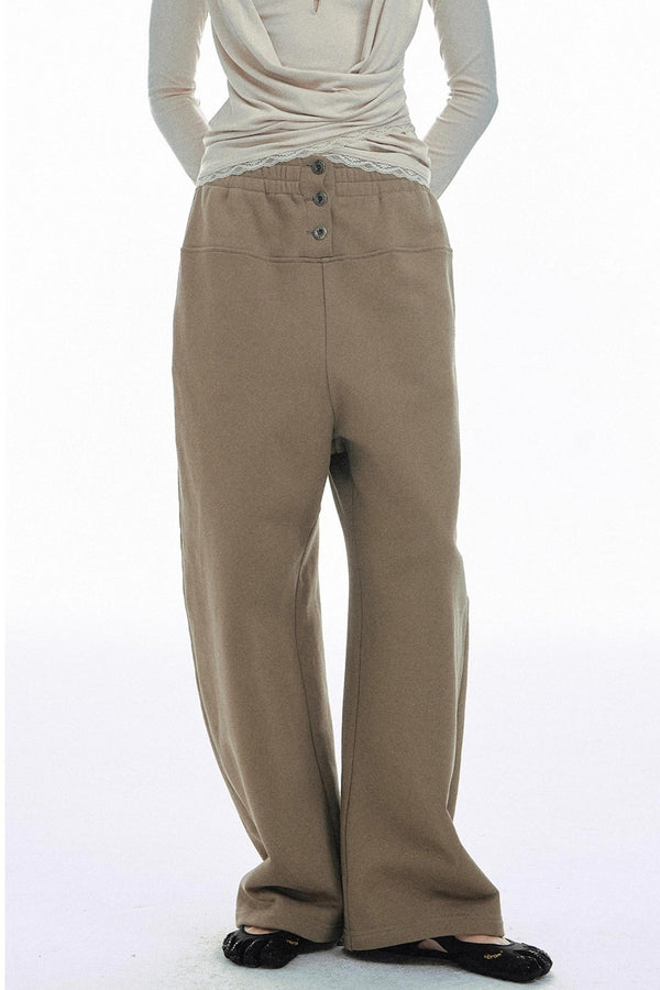Solid Color Low-Rise Sweatpants