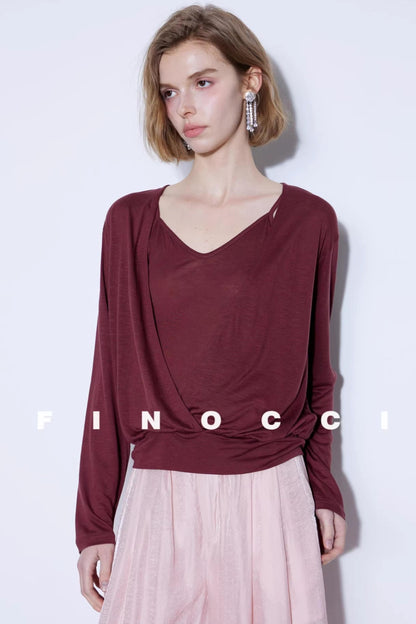 Silk Linen Crossover Blouse Set