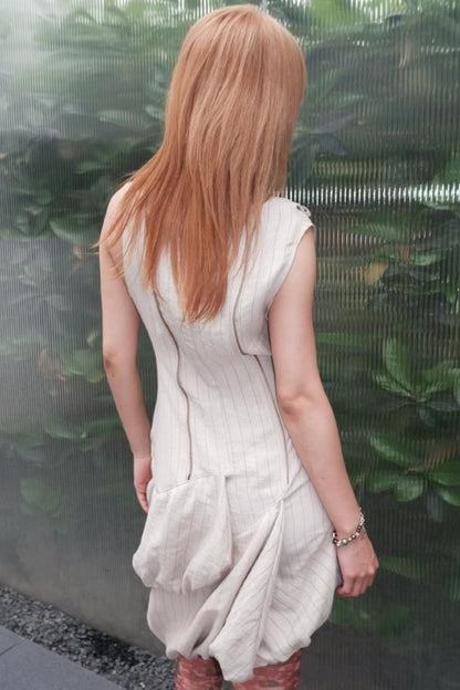 Striped Asymmetrical Deconstructed Dress