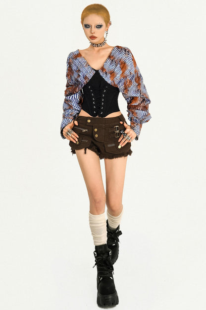 Retro Spice Girl Striped Long Sleeve Top