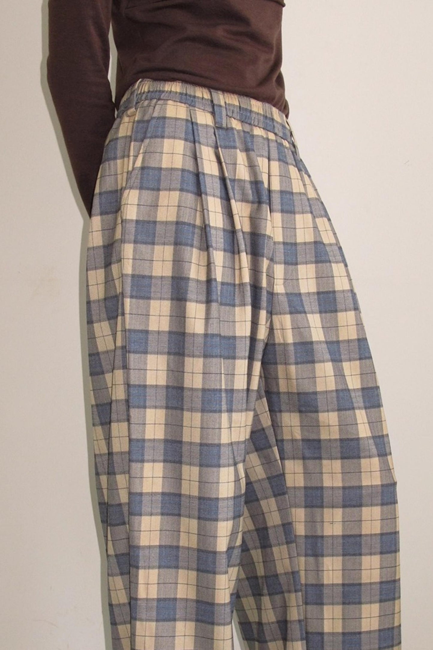British Plaid Loose Trousers
