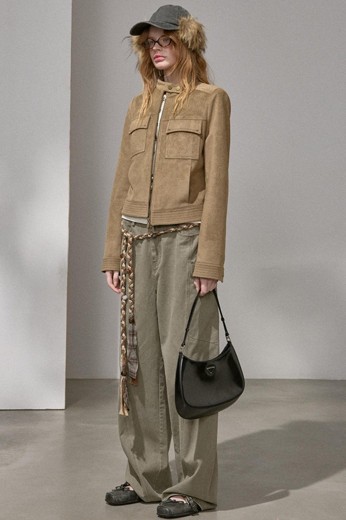 Suede Tailored Short Jacket